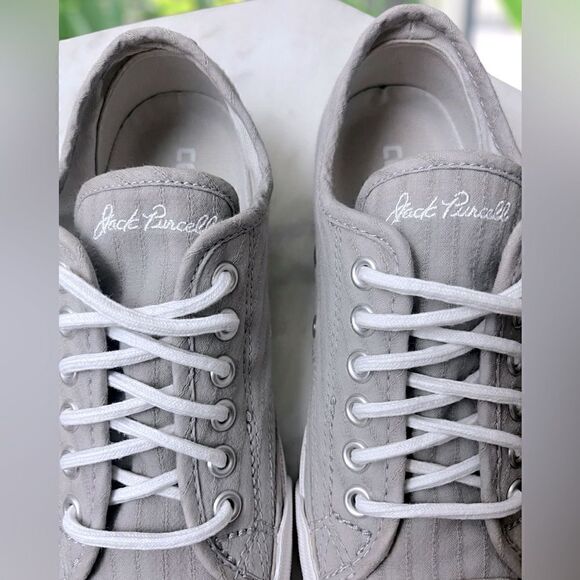 🔥🔥 Converse Jack Purcell Ox Low Textured Canvas Striped Sneakers Size 5.5 - Picture 8 of 16